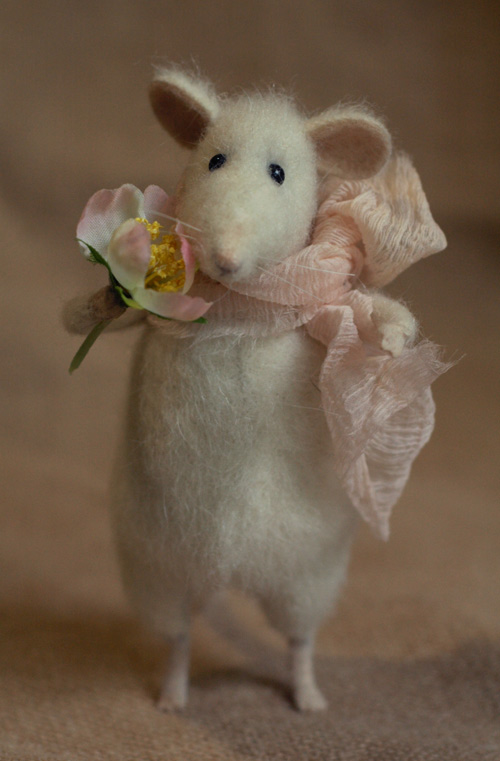 mouse with a rose