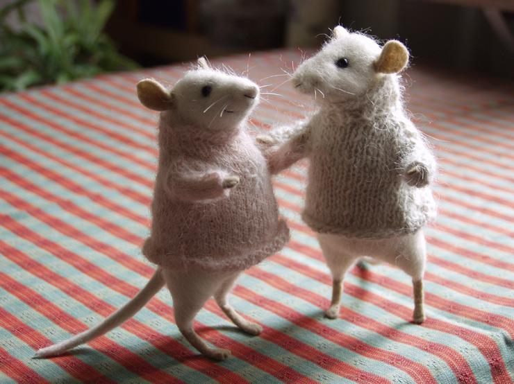 mice in sweaters